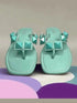 Womens Teal Stud Flats
